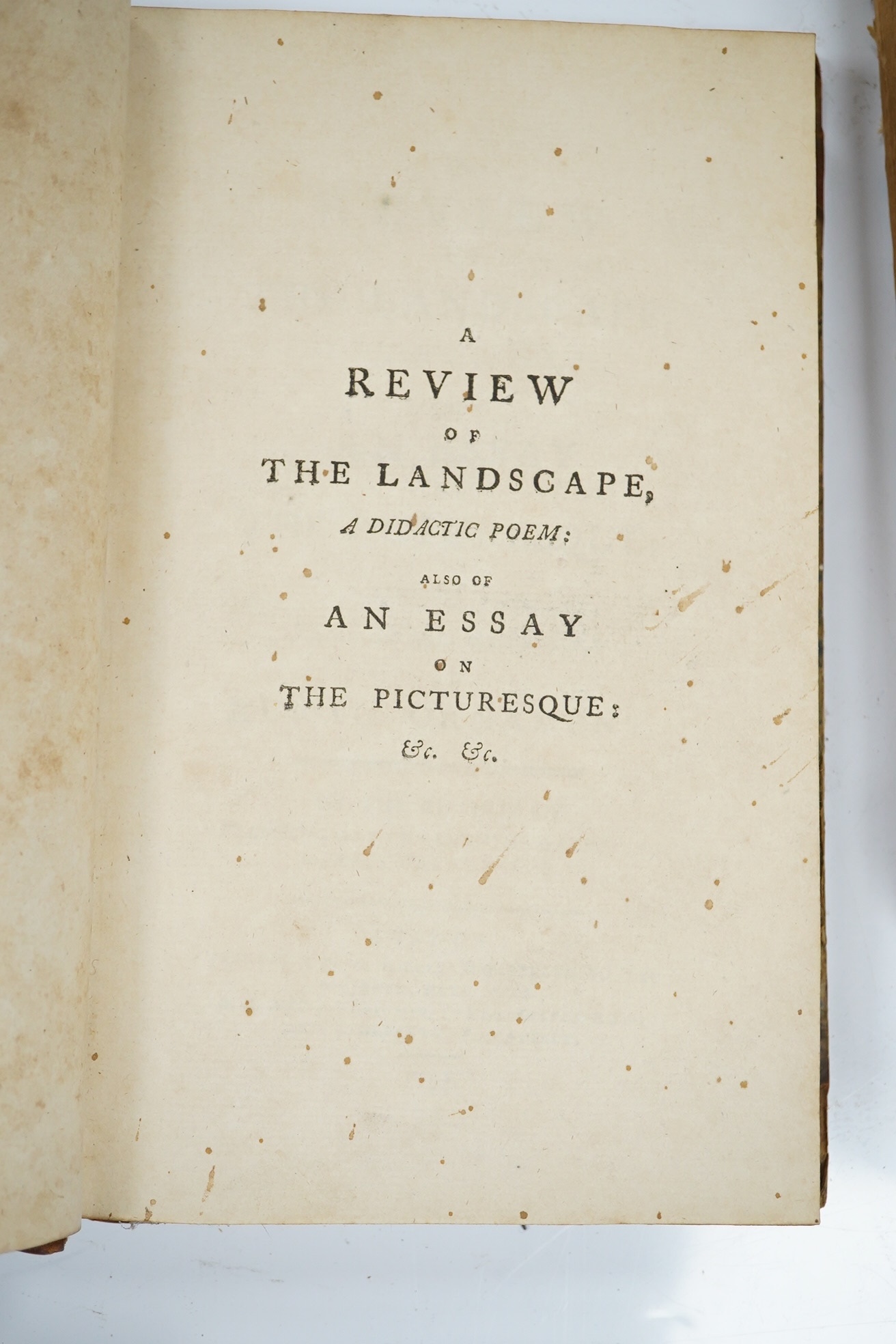 Marshall, William - The Management of Landed Estates....folded plan, engraved text illus.; original boards, uncut. 1806; [Marshall, William] A Review of the Landscape, a Didactic Poem: also of An Essay on the Picturesque